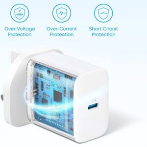 شارژر دیواری انکر 20 وات سه پین مدل B2347 UK به همراه کابل دو سر تایپ سی