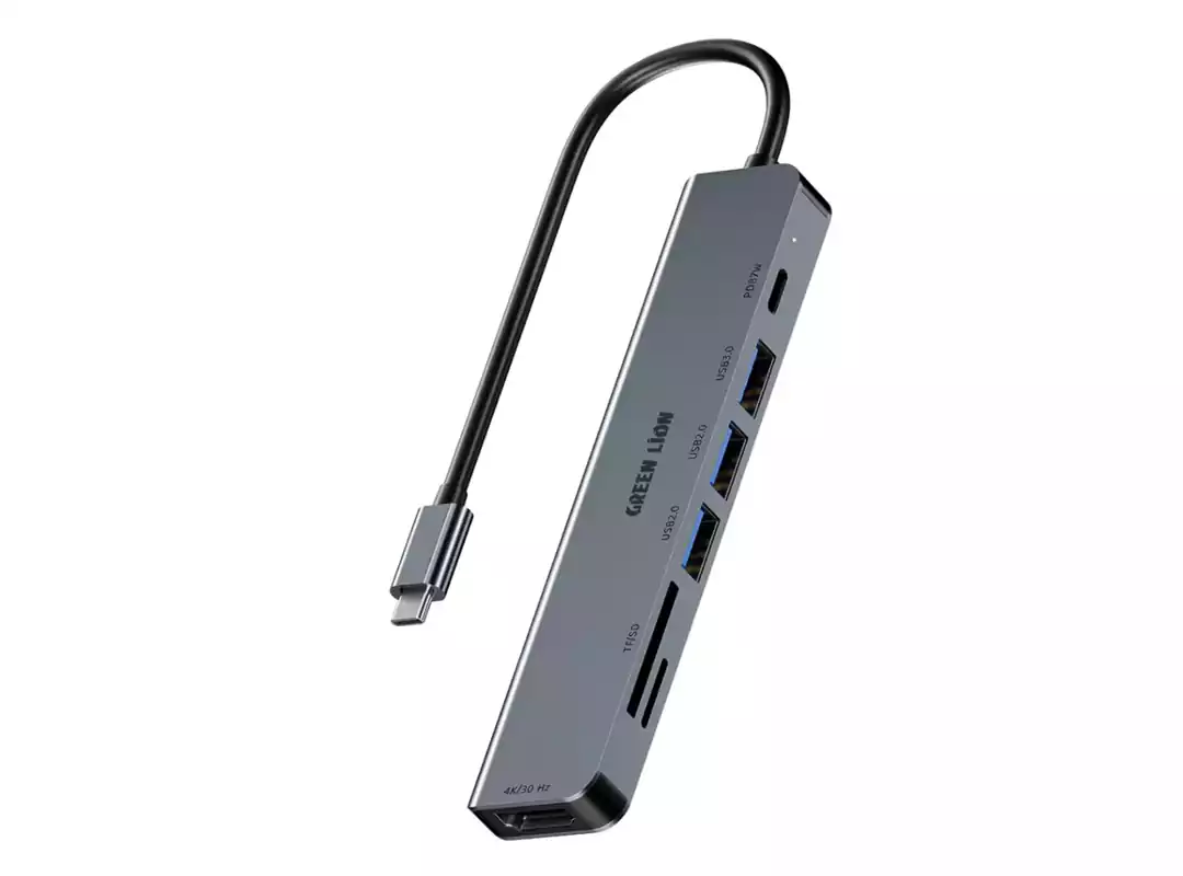 هاب 7 پورت USB-C گرین لاین مدل GN7N1CHUBGY